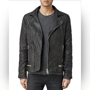 All Saints 'Conroy Textured Leather Biker' Jacket, XS
